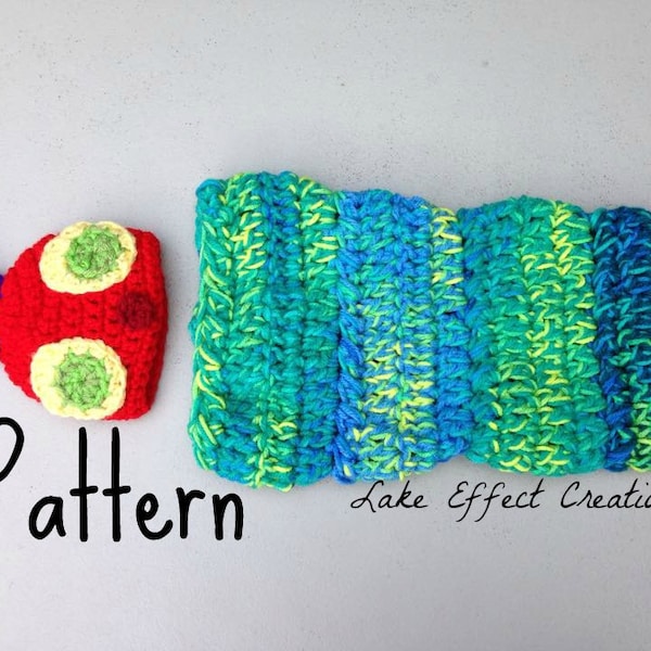 Hungry Colorful Caterpillar Cocoon and Hat Pattern - Newborn Baby Photo Prop - Crochet