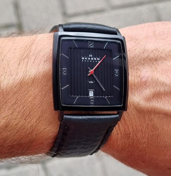 Danish 2011 SKAGEN Black Dial Men s Quartz Square Watch W History Etsy