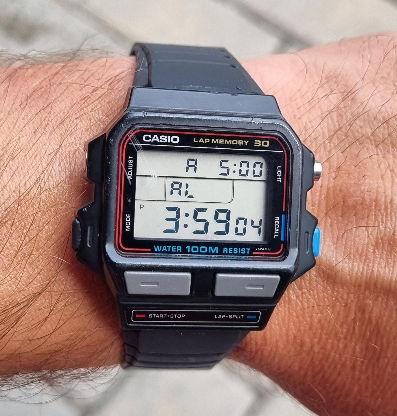 Genuine Vintage 1989 CASIO SDB 500W 863 Lap Memory 30 Men s Quartz Watch Etsy