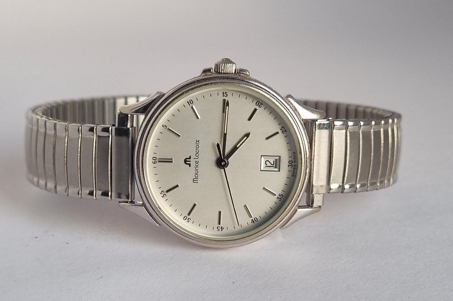 Vintage 1990 Swiss Maurice Lacroix 89598 Silver Dial Women's