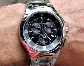 Festina 6698 Chronograph Watch, Stainless Steel, Black Dial, 2015