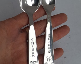 Danish 1960&#39;s CARL M COHR Silver Plated Children&#39;s Spoon & Fork *Karius and Bactus*