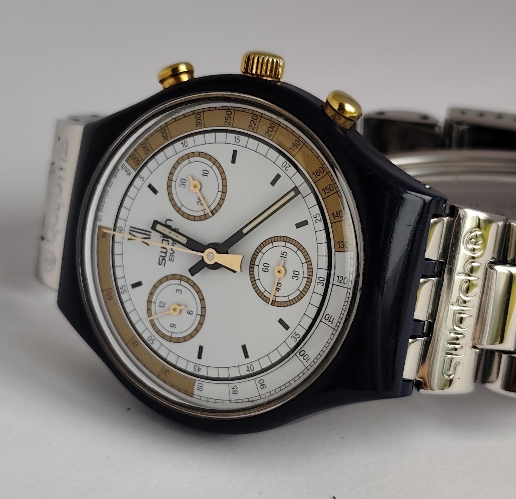 Vintage Swiss Swatch 1990 Chrono SKIPPER SCN100 Men's Chronograph