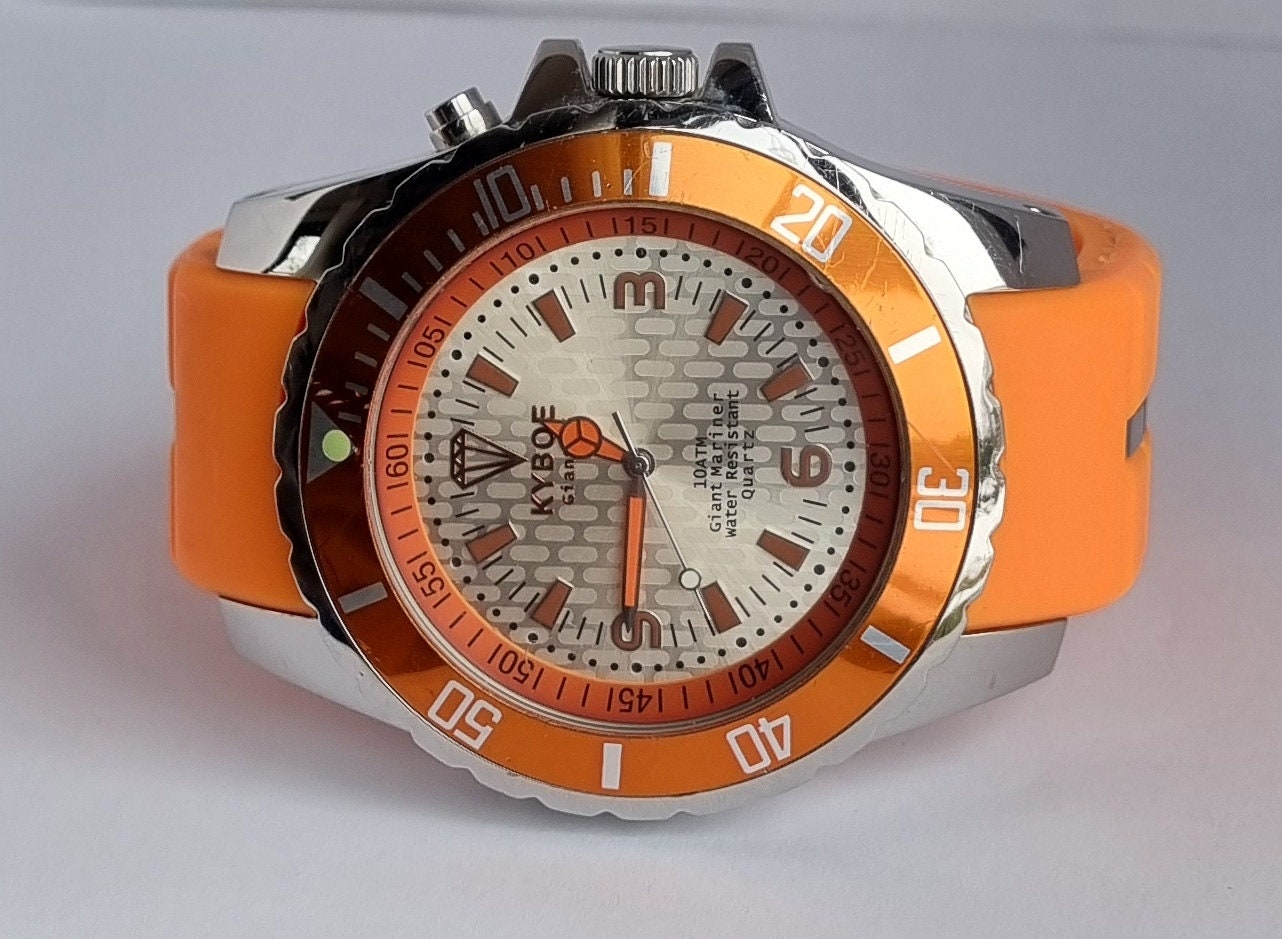 Niederl ndisches KYBOE Giant Mariner Original Giant 55 Orange Riesige Herrenquarzuhr