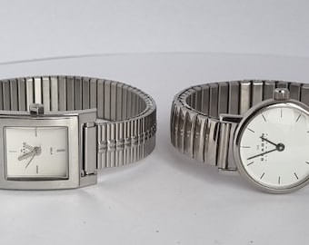 Lot de 2 montres à quartz danoises 2000-2005 SKAGEN 4746SSLWW, 5957SSL pour femme