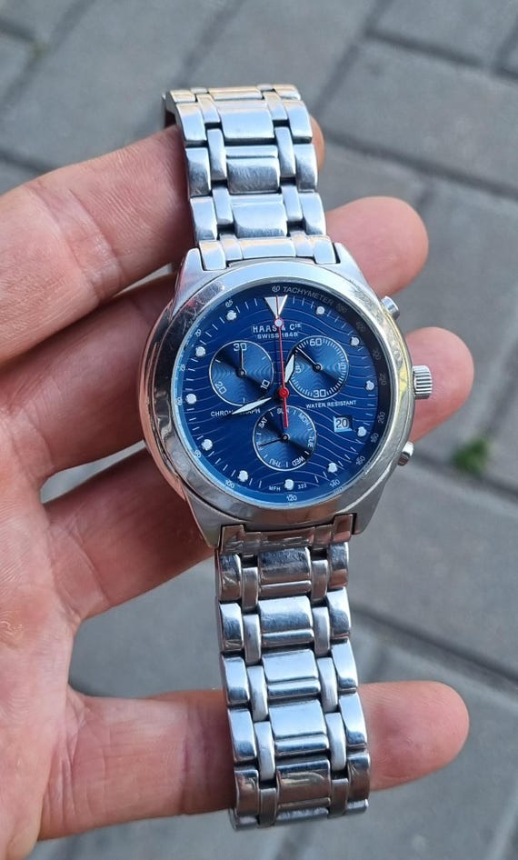 Rare Vintage Swiss HAAS & Cie MFH3224JY Blue Dial Men's Quartz