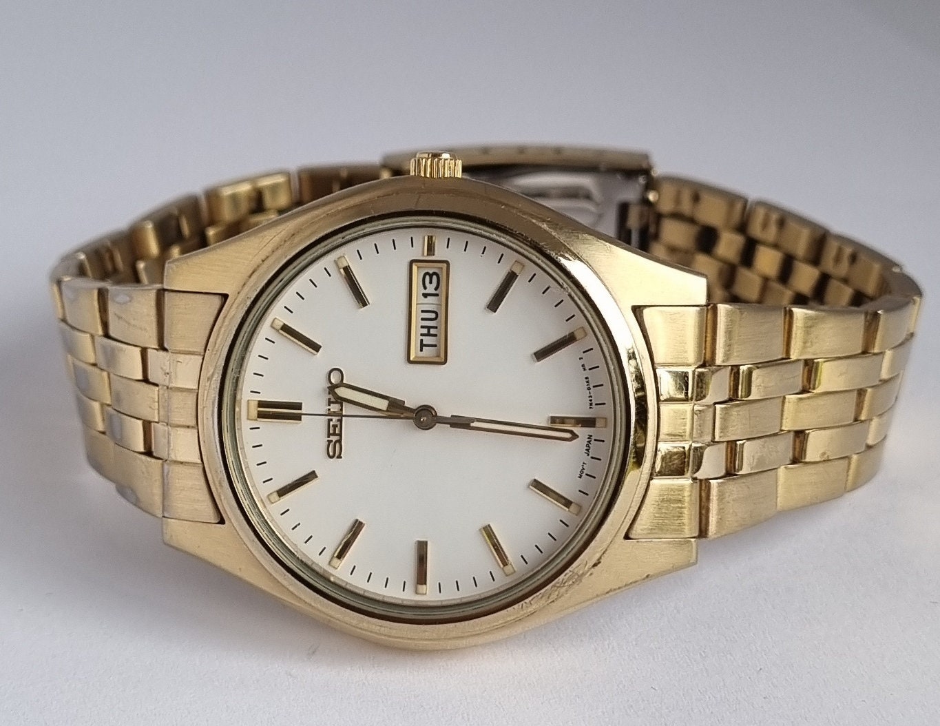 Vintage Seiko 7N43 9048 Men Two Tone Gold And Silver Quartz Watch ...