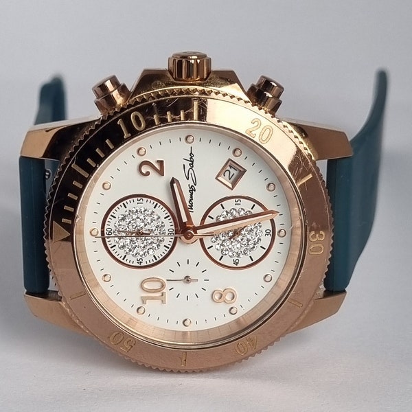 Authentique montre à quartz allemande Thomas Sabo 2015 Chrono Glam & Soul en or rose pour femme