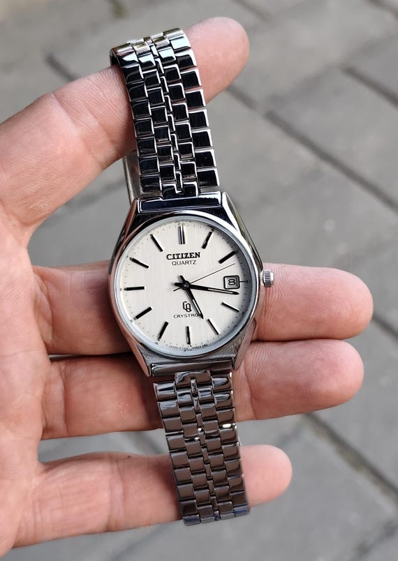 CITIZEN ヴィンテージ Vintage 1979 Citizen Crystron Quartz Watch, Silver Dial - Etsy