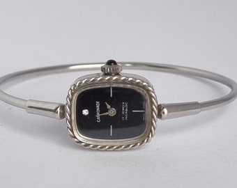 Montre-bracelet mécanique suisse vintage 1965 CARRONADE pour femme, cadran noir