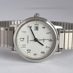 Vintage German 2000 JUNGHANS White Dial Classic Women&#39;s Quartz Watch w Day