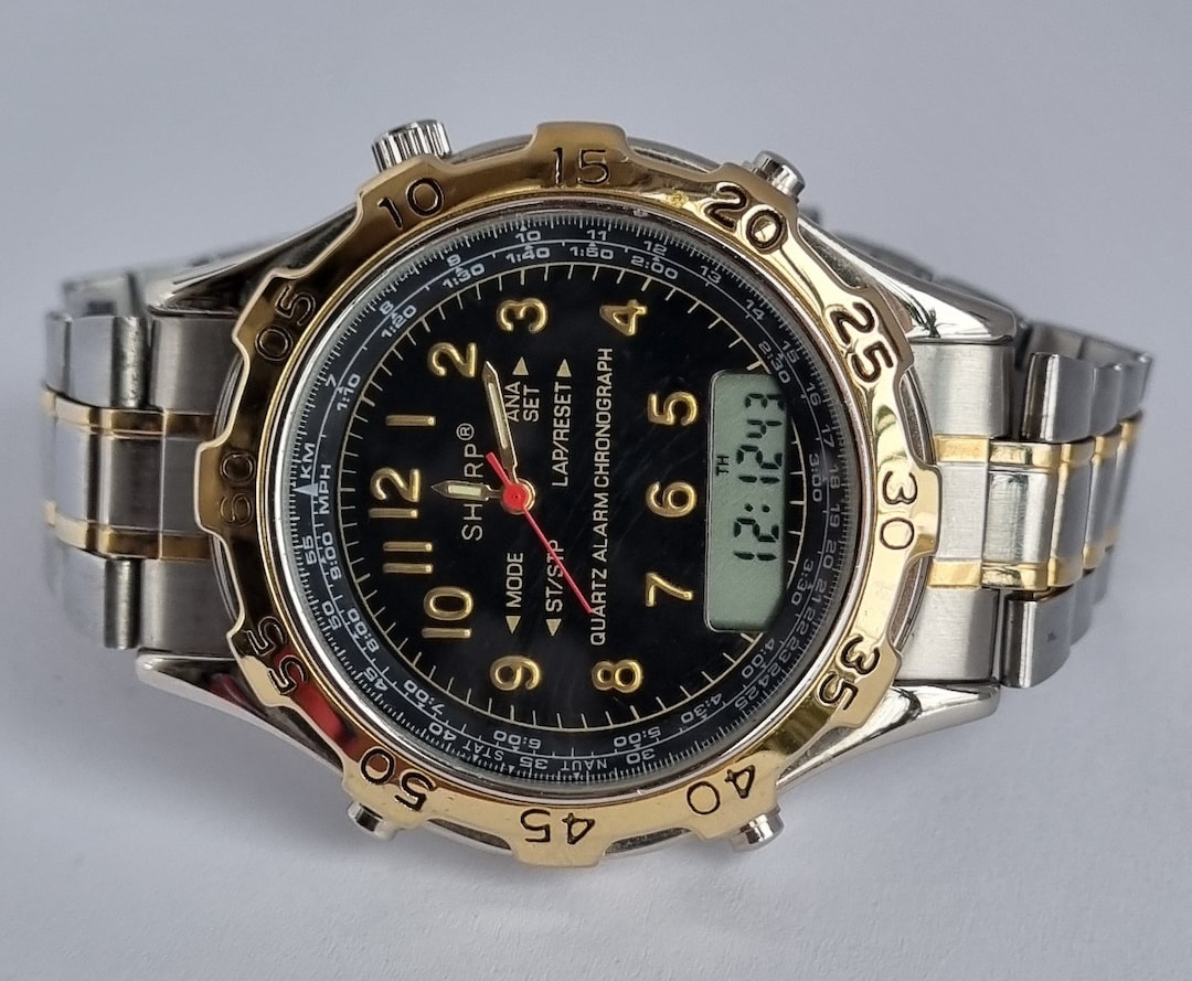 Rarer 1990 SHARP Analog Digital Alarm Chronograph Men's Rarer 1990 SHARP Analog Digital Alarm Chronograph Men's