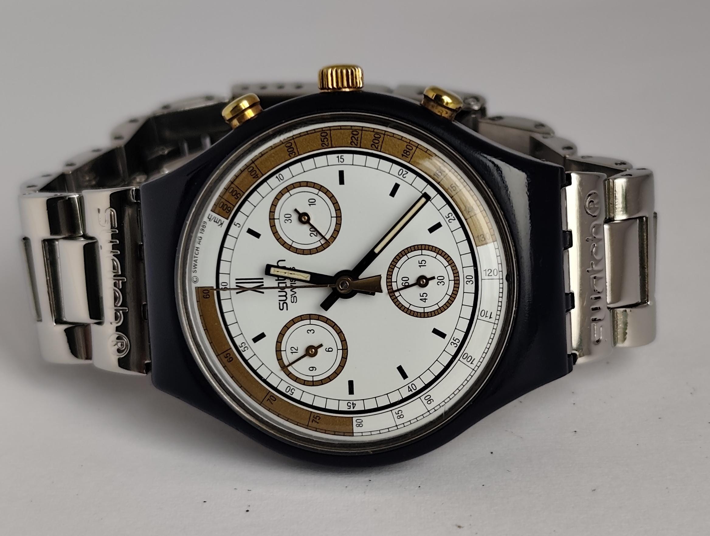 Vintage Swiss Swatch 1990 Chrono SKIPPER SCN100 Men's Chronograph