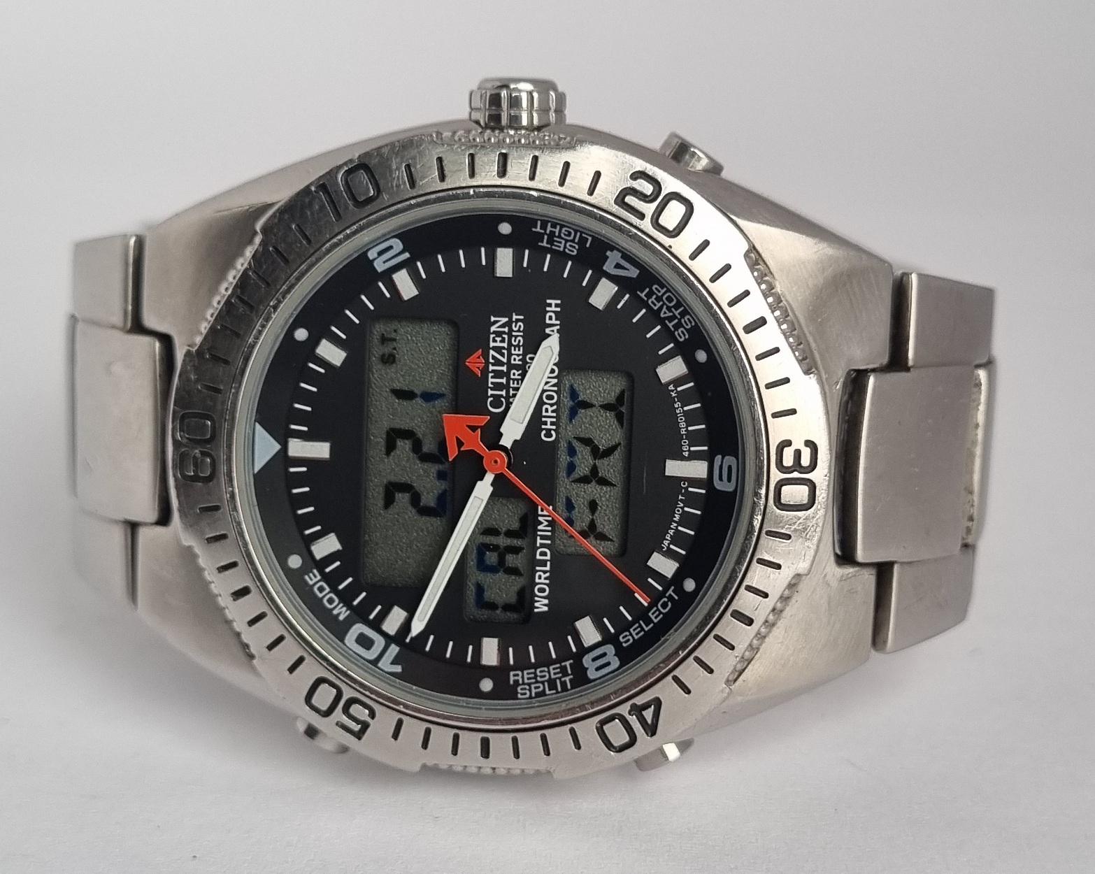 Vintage 2000 Citizen C460-R30215 World Time Chronograph Men's