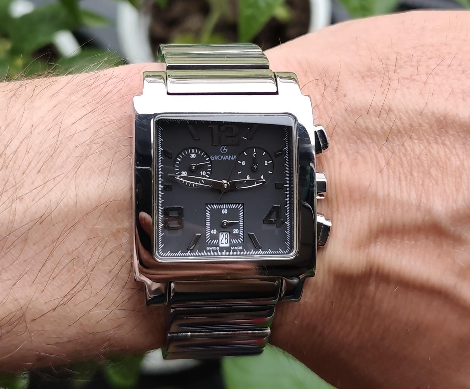 Women\'s Silver Grovana Swiss Rectangular Bracelet Watch RETRO BEAUTIFUL RECTANGLE GENUINE SWISS LADIES ST.STEEL  main image 3