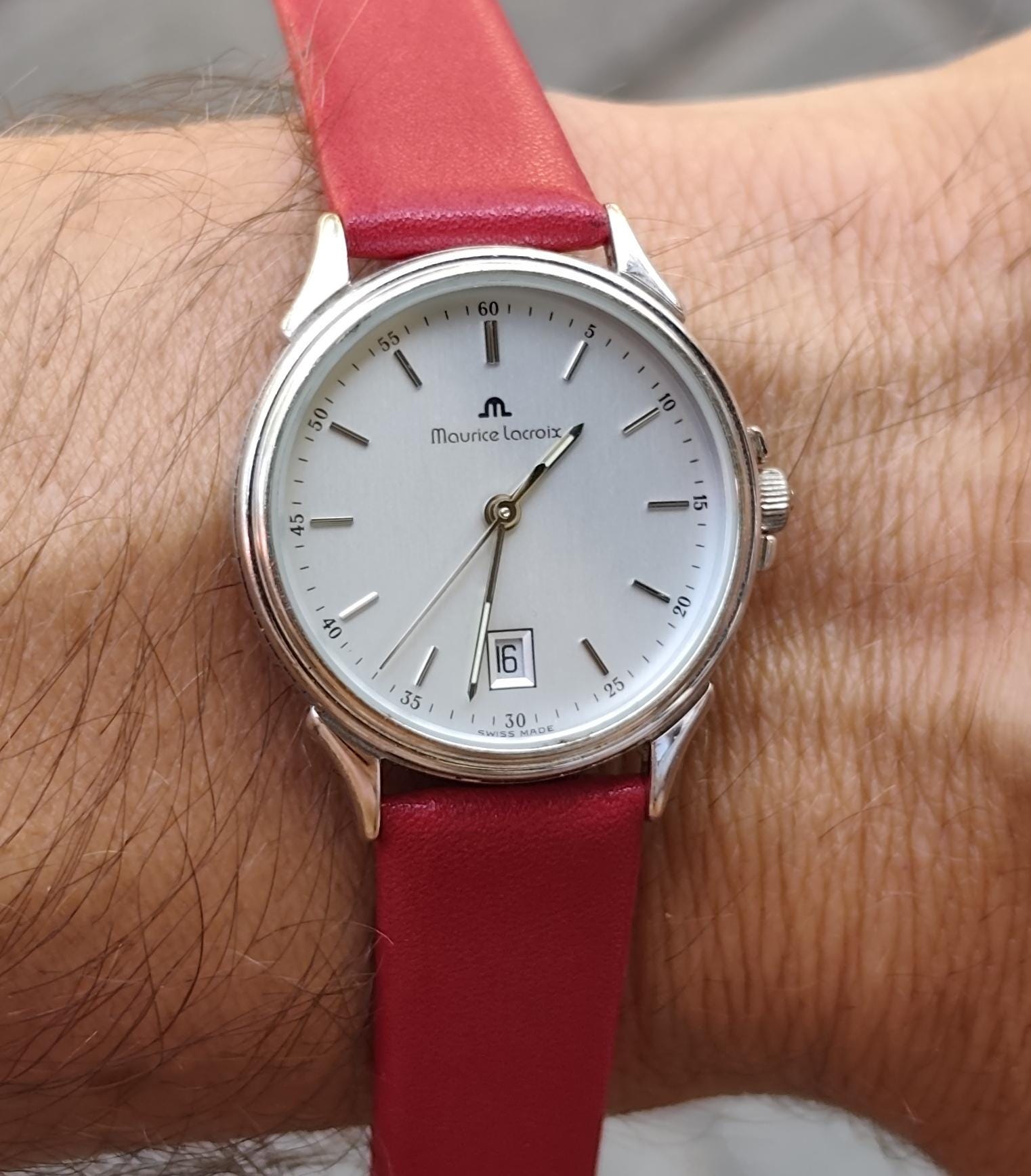 Vintage 1990 Swiss Maurice Lacroix 89598 Silver Dial Women's