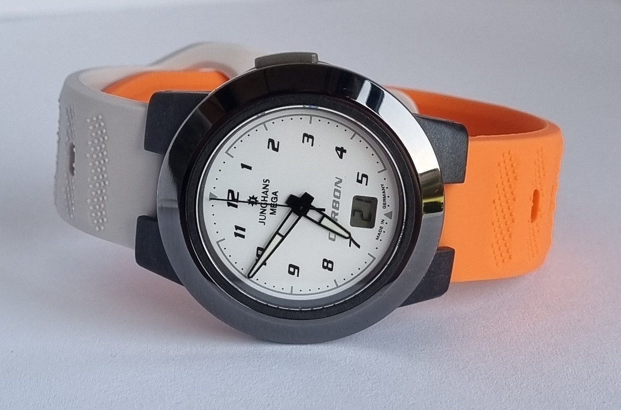 Vintage German JUNGHANS 50/2991 003 Mega Carbon White Dial Men's