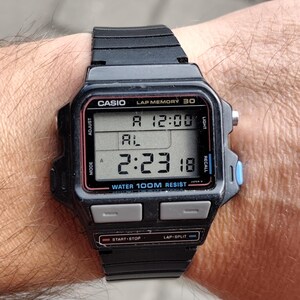 Original Vintage 1989 CASIO SDB-500W (863) Lap Memory 30 Men's