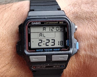 Original Vintage 1989 CASIO SDB-500W (863) Lap Memory 30 Men's