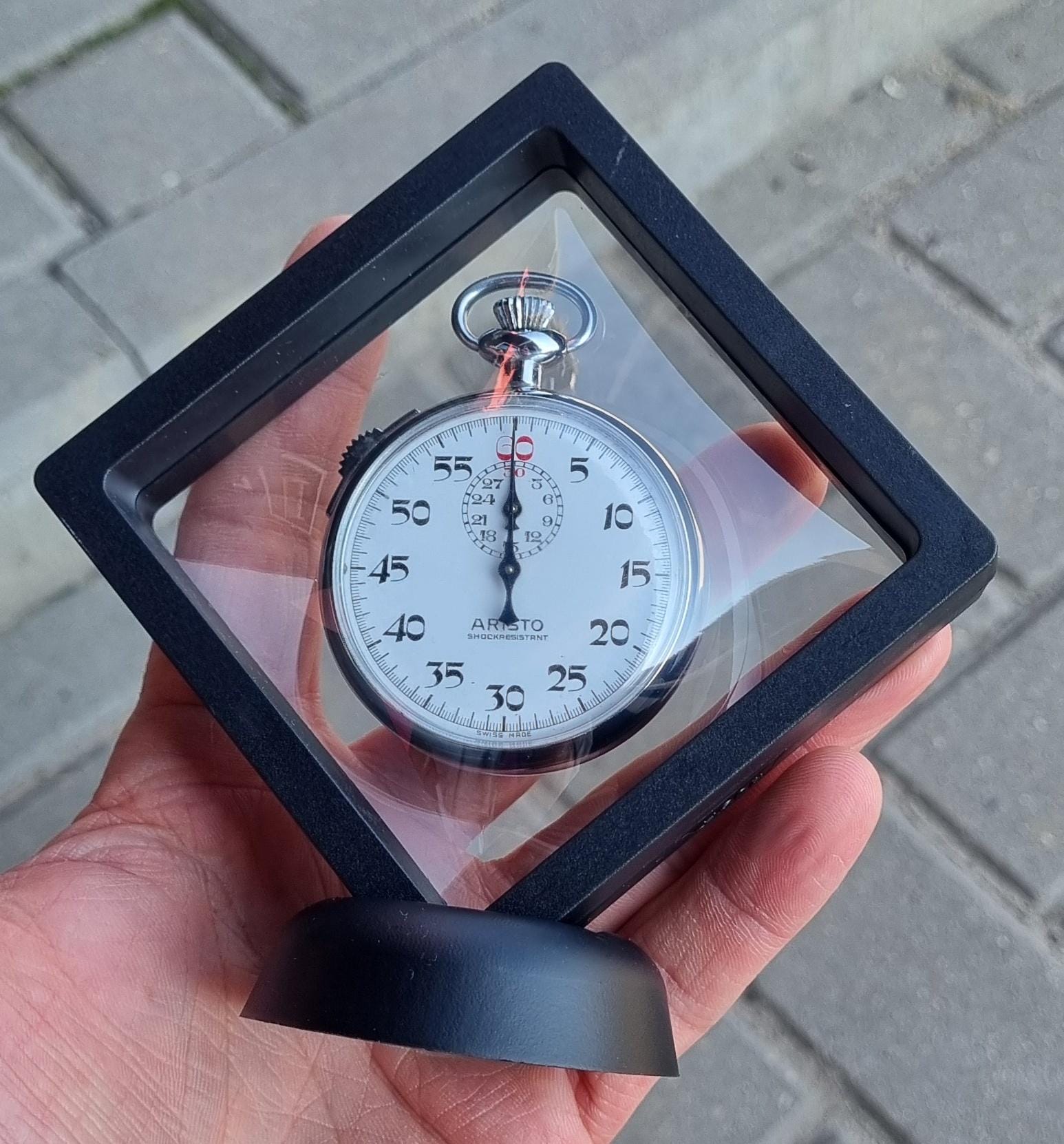 Vintage 1970 Swiss ARISTO C. Baumann Mechanical Stopwatch W Stand