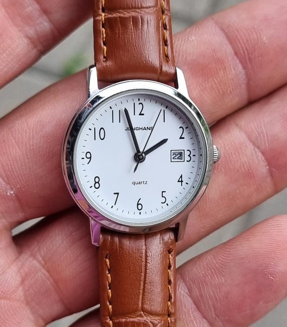 Reloj de cuarzo clasico para mujer JUNGHANS 47 4453 806 con esfera blanca y fecha ano 2000 aleman Etsy Espana