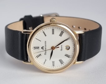 Vintage Zwitserse 1990 Maurice Lacroix 89685 verguld klassiek dames quartz horloge met dag