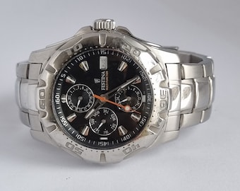 Festina Timeless Chronograph Leather Strap Silver Dial