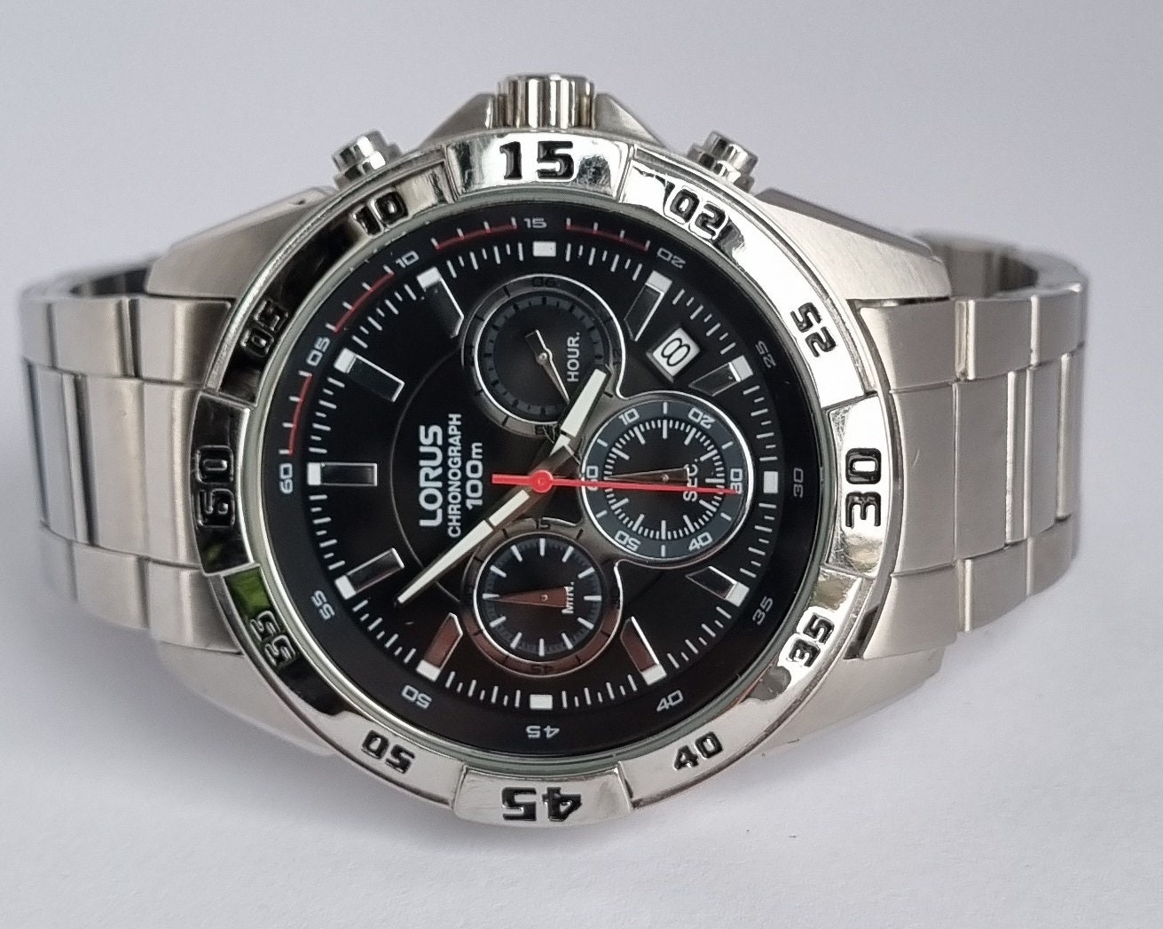 Schone LORUS VD53 X009 Semi Dive Black Dial Herren Quartz Chronograph Uhr Etsy