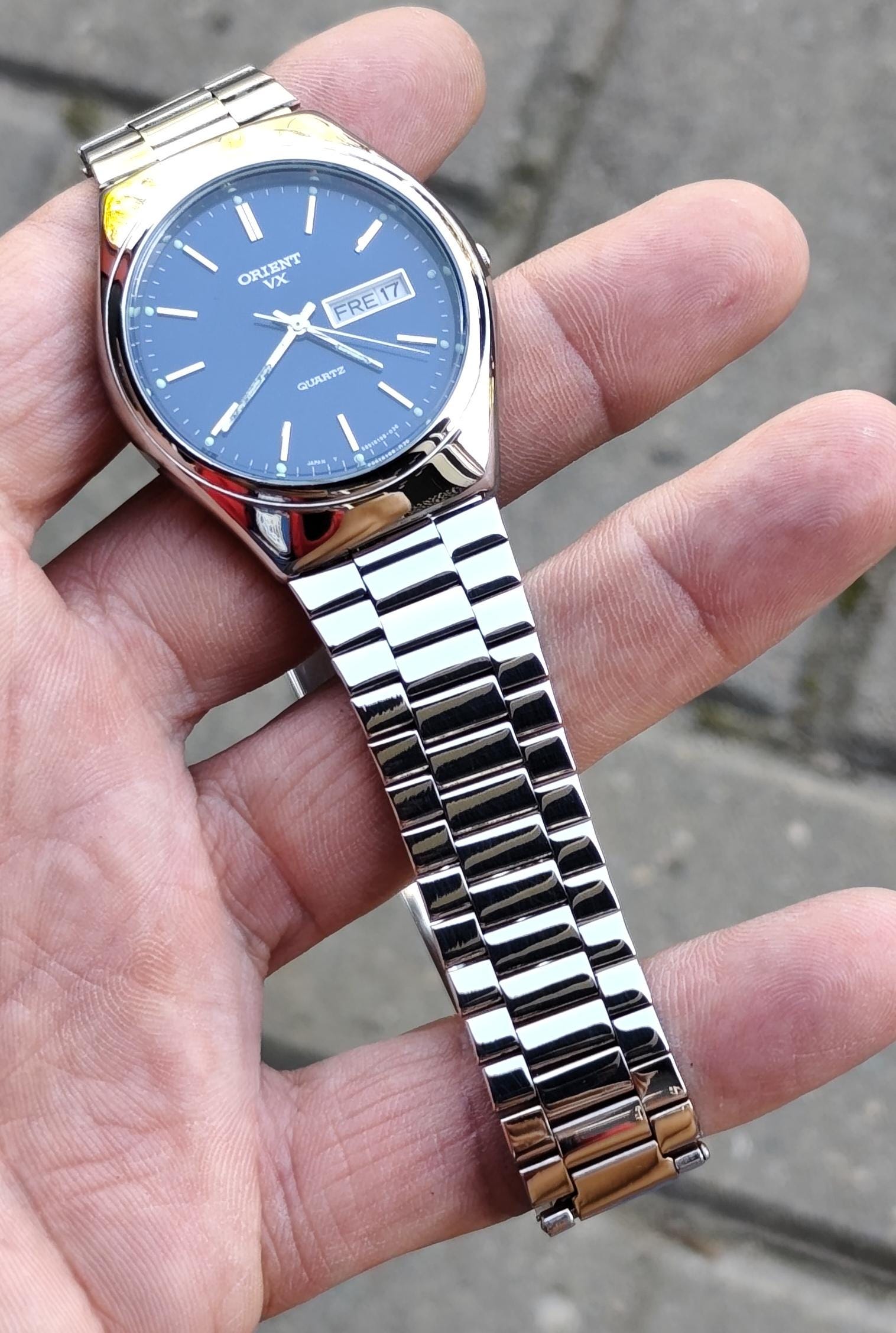 Rare Vintage 1980's Japan ORIENT 589619-80 Blue Dial Men's Quartz