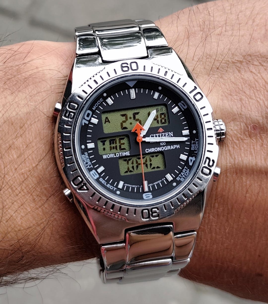 Vintage Citizen World Time Chronograph, Black Dial Quartz Watch - Etsy