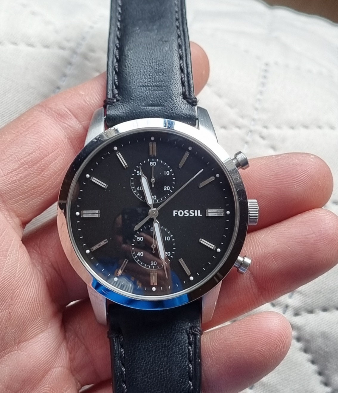 Beautiful 2018 FOSSIL Townsman FS5396 Black Dial Men's Quartz Chronograph  Watch