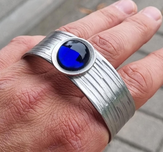Rarer 1960's Danish Kjeld Hansen Copenhagen Hand Made Pewter Cuff
