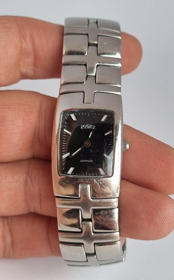 Vintage Swiss ROAMER SC2134 Sapphire Black Dial Women's Quartz