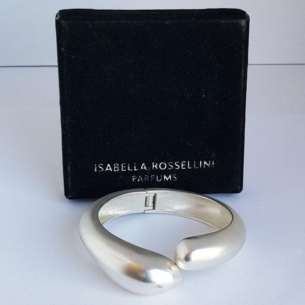 Echte Französisch Isabella Rossellini Parfums Silber Ton Armreif w Box