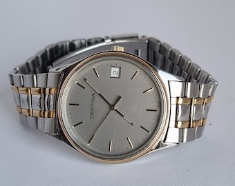 Vintage Swiss 1990 CERTINA EOL 115.1086.43A Grey Dial Men's Quartz Watch w Day