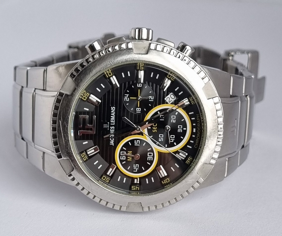 Genuine 2011 Jacques Lemans Powerchrono 1 1455 Chronograph Men s Quartz Watch