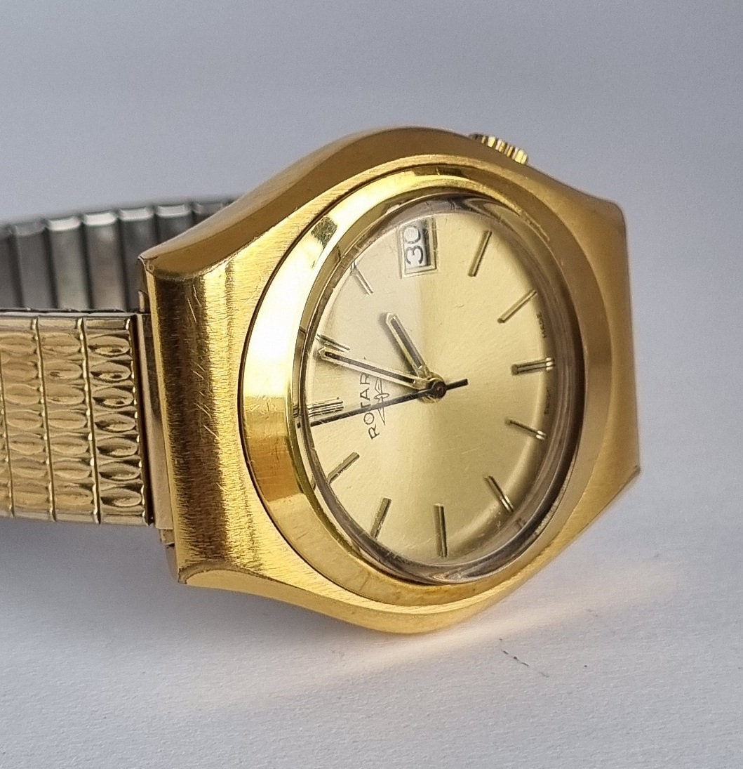 Rare Vintage 1965 Swiss ROTARY Gold Plated Mechanical Men's Watch