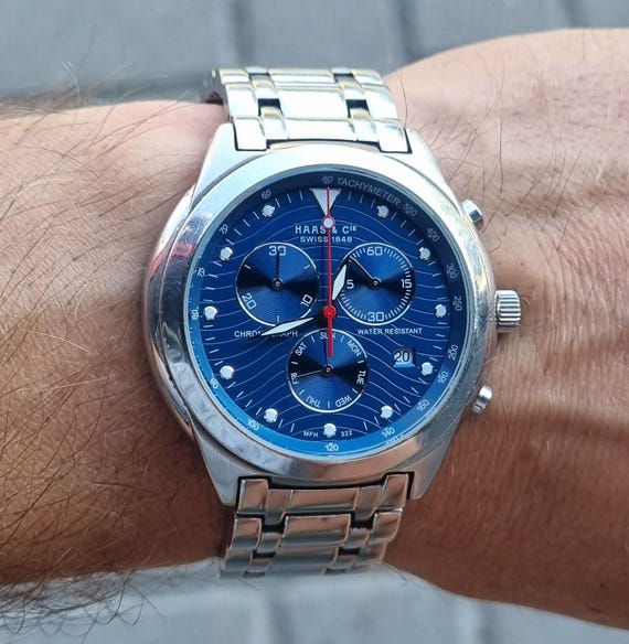 Rare Vintage Swiss HAAS & Cie MFH3224JY Blue Dial Men's Quartz