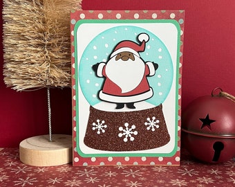 African American Santa Claus Card, Melanin Santa Card, Santa Snow-globe , Melanin Cards, African American Christmas Cards, Black Santa Cards