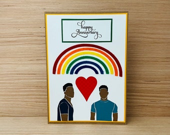 African American Pride Anniversary Card, Pride Handmade Card, Love is Love Card, Pride Rainbow Card, Melanin Pride Card, Black Male Pride