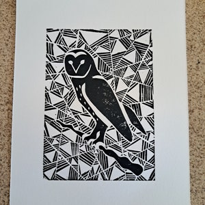 Magical Owl - hand pulled linocut print
