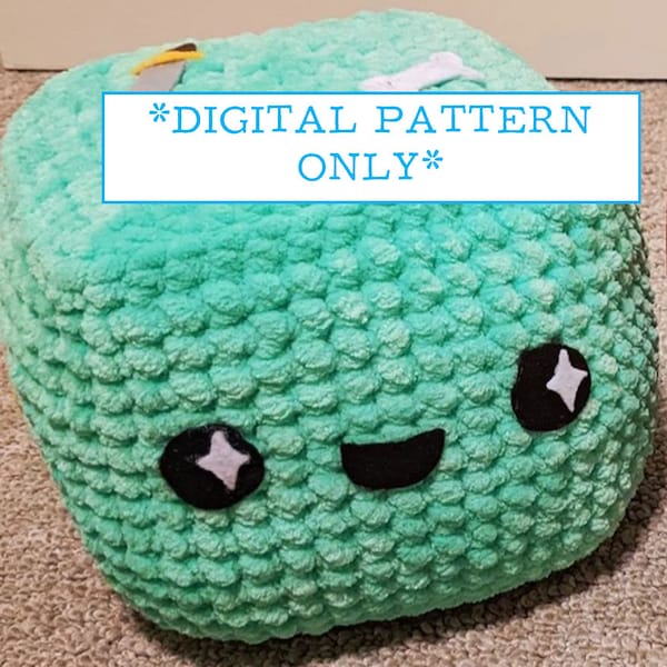 Jumbo Gelatinous Cube - crochet PATTERN - digital download - Dungeons & Dragons monster Kawaii
