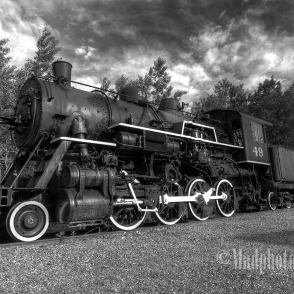 Gift for Him, Train Print, Home Decor, Train Photography, Railroad, Train, Gifts for Him, Black and White, Locomotive, Wall Art. Railway