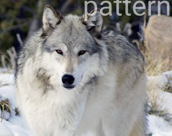 White wolf cross stitch pattern, pattern keeper, PDF pattern, animal pattern, modern cross stitch, counted cross stitch, white wolf