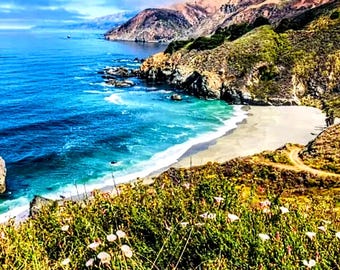 Pacific Coast highway cross stitch, counted cross stitch, pattern keeper, coastal pattern, ocean pattern, PCH