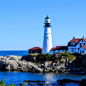 Portland Head Lighthouse cross stitch, pattern keeper, lighthouse pattern, landscape, beach pattern, ocean