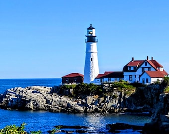 Portland Head Lighthouse cross stitch, pattern keeper, lighthouse pattern, landscape, beach pattern, ocean