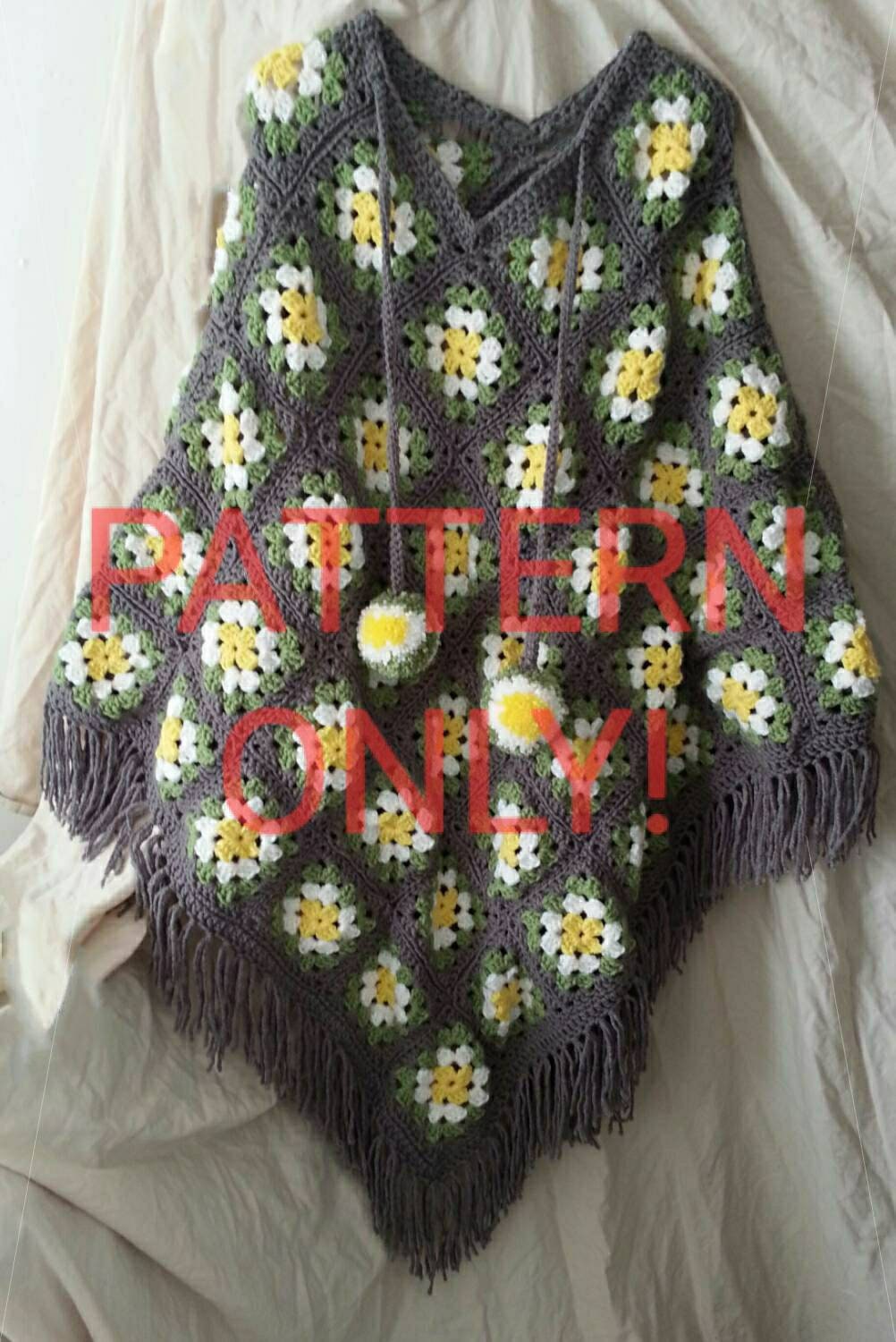 Crochet Granny Square Poncho Pattern Poncho Pattern Crochet Etsy Crochet Granny Square Poncho Pattern Poncho Pattern Crochet Etsy