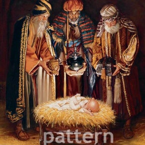 Three wisemen cross stitch pattern, Christmas cross stitch, holiday cross stitch, nativity scene pattern, pattern keeper image 1