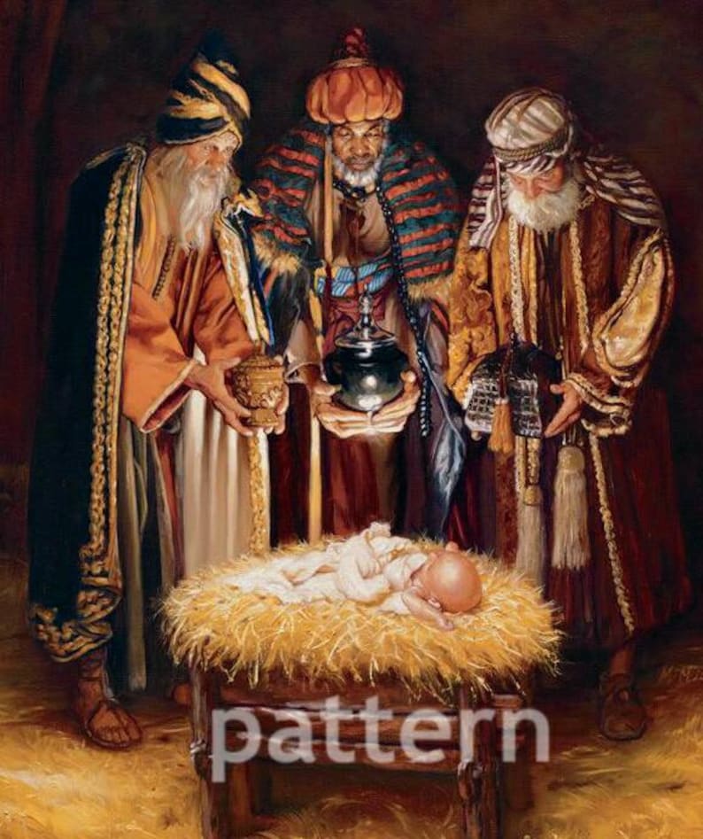 Three wisemen cross stitch pattern, Christmas cross stitch, holiday cross stitch, nativity scene pattern, pattern keeper image 1